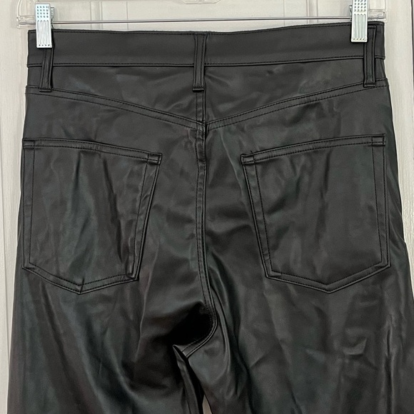 Gap Sky High Rise Faux Leather Cheeky Straight Pants Black Size 31/12R Chic Edgy - Picture 7 of 13